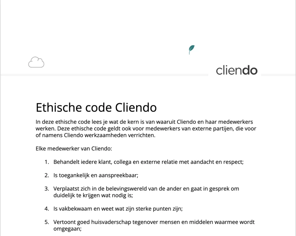 Cliendo ethische code